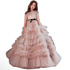 Quinceanera Pink Princess First Communion Prom Ball Gown Birthday Girl Dress 14Y